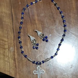 Cross necklace and earrings